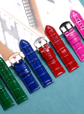 适配沛纳海表带真皮PAM02392皮表带441庐米诺杜尔表带男女士短款