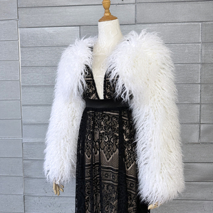 秋冬女士白色滩羊小外套毛毛绒皮草超短外套【婚纱礼服搭配】