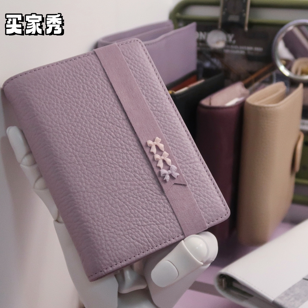 进口头层牛皮活页手帐A6PER真皮11mm小环记事商务日记本A7薄荷绿