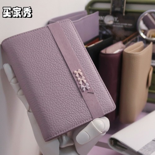 A6头层牛皮记事本轻薄商务紫色