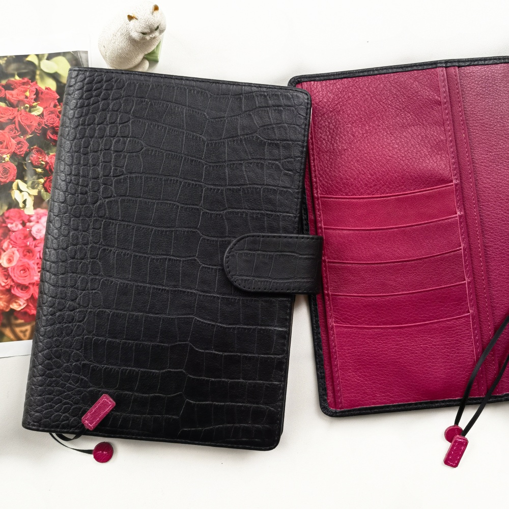 简约牛皮a6手帐记事本