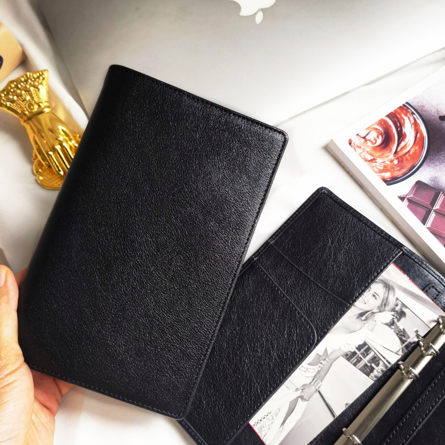 推荐！高品质进口头层牛皮便携手帐A6真皮小环随身本A7活页本轻薄