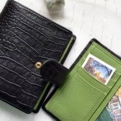 新鳄鱼纹牛皮A7Com 活页手帐真皮钱包便携牛皮笔记记事本 pocket