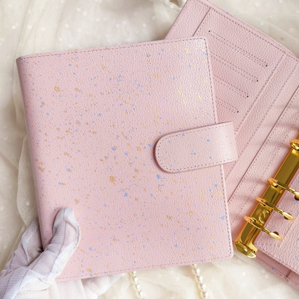 鎏光溢彩梦幻系列！进口头层牛皮奇葩活页A6手帐 真皮笔记本多色