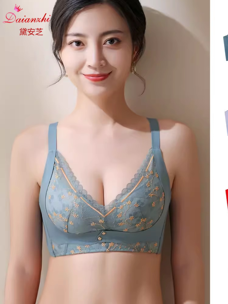 正品黛安芝本命年文胸大红色性感结婚内衣套装女无钢圈聚拢收副乳