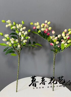 仿真绿植橄榄果红果子豆枝圣诞节