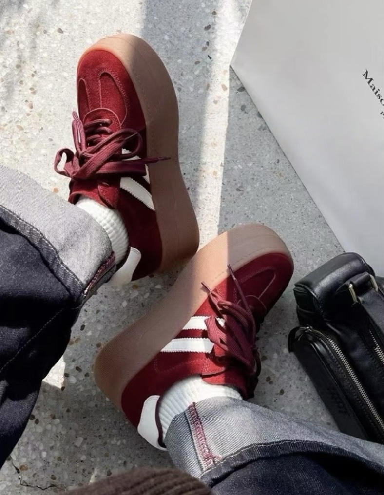 年诗歌兰欧洲站2025秋冬新款真皮女鞋厚底增高休闲鞋女百搭德训鞋