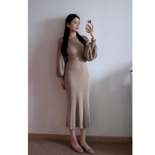 针织连衣裙套装 披肩修身 日系甜美四千金纯欲风灯笼袖 2025秋冬新品