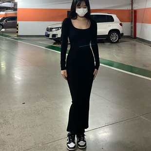 猫耳朵喂DW春秋连衣长裙紧身skims平替性感辣妹欧美街头时尚百搭