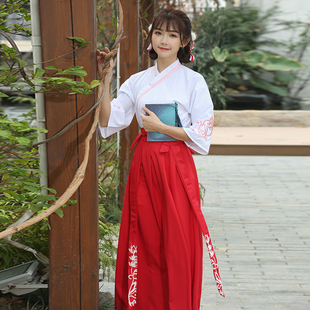 促销古装汉服改良中国风日常超仙服装刺绣襦裙套装交领裙女侠全套