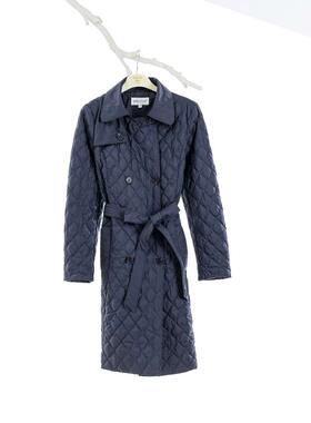 white collar上青方领绗缝双排扣系带薄羽绒中衣GAD22-921