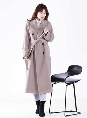 white collar灰色羊毛西服领双排扣插肩大衣OL-NIN03A902