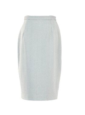 white collar灰白细条后开叉短裙OL-TL21-170