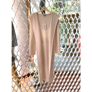 白领羊毛强缩绒带帽拼白条系带长袖中长开衫 YMRONG19-803