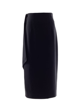 白领BLK黑色白色腰系蝴蝶结后开叉中裙 BLK21-188