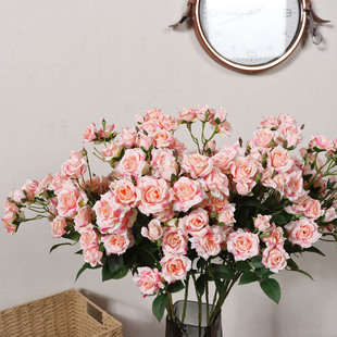 粉色多头折射泡泡玫瑰仿真花 花店搭配花束配花绢布装饰单支假花