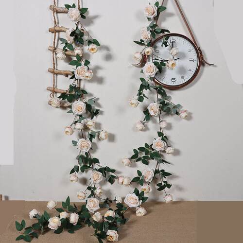 白色玫瑰花假花仿真花藤蔓花藤