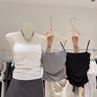 ins超火！美背内搭显胸大细肩带裹胸式带胸垫褶皱吊带背心女内衣