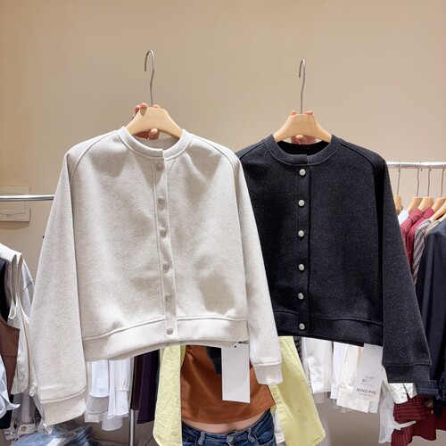 韩系圆领单排扣棒球服外套夹克品质2025秋冬女装洋气百搭上衣女