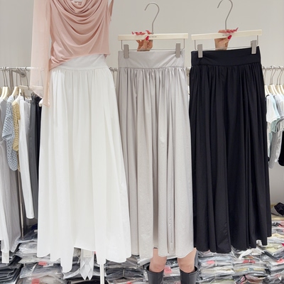 法式设计师款垂顺高腰半身裙女度假风大摆裙显瘦白色长裙百搭长款