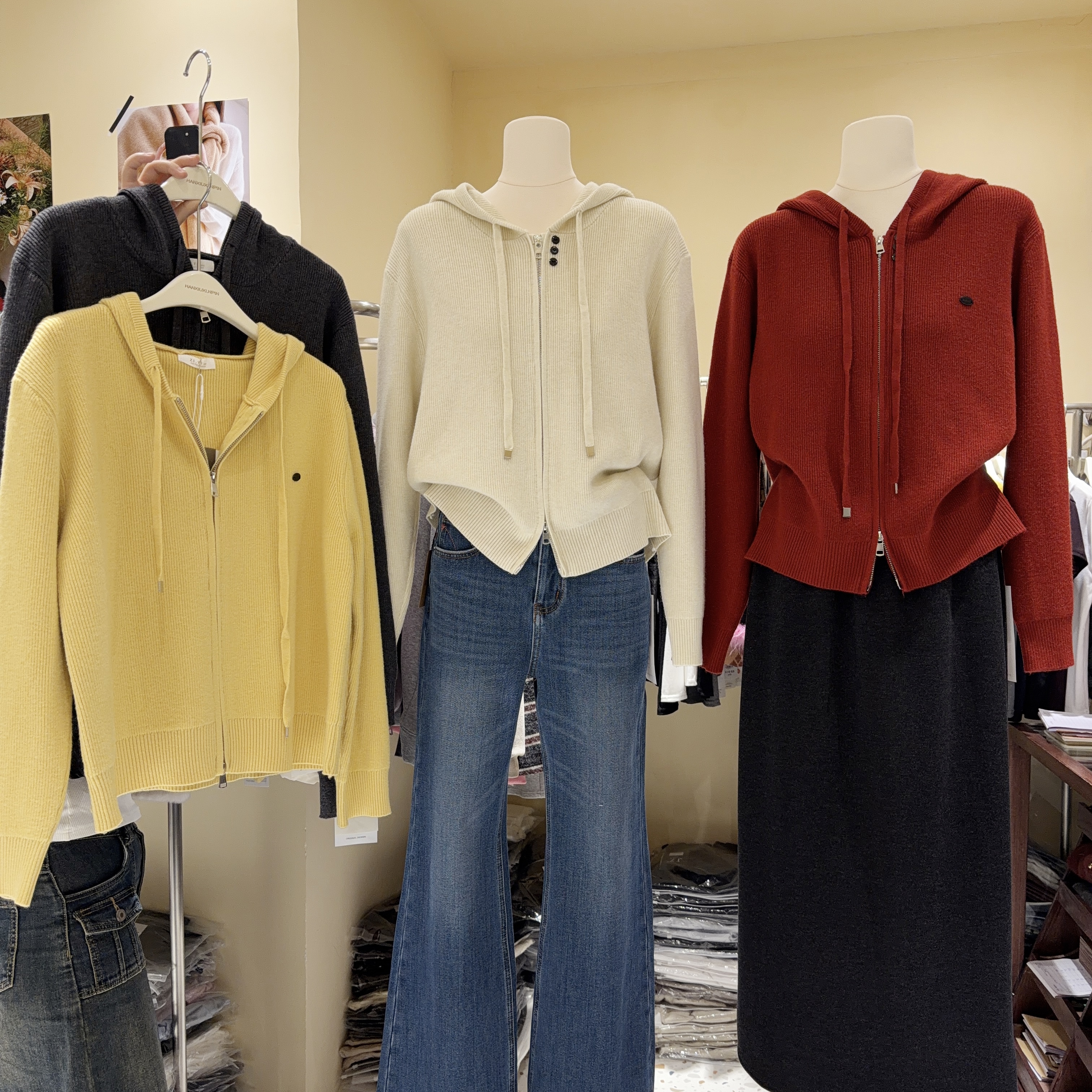 叠穿好搭配连帽针织衫女高级感小个子显瘦开衫独特上衣超好看毛衣