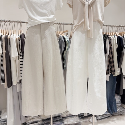 白色阔腿休闲裤女春夏简约通勤时尚显瘦小个子百搭直筒裤弯刀裤