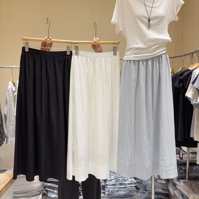 仙女本命裙！温柔百搭松紧腰半身裙女大摆裙纯色天丝棉长裙垂坠裙