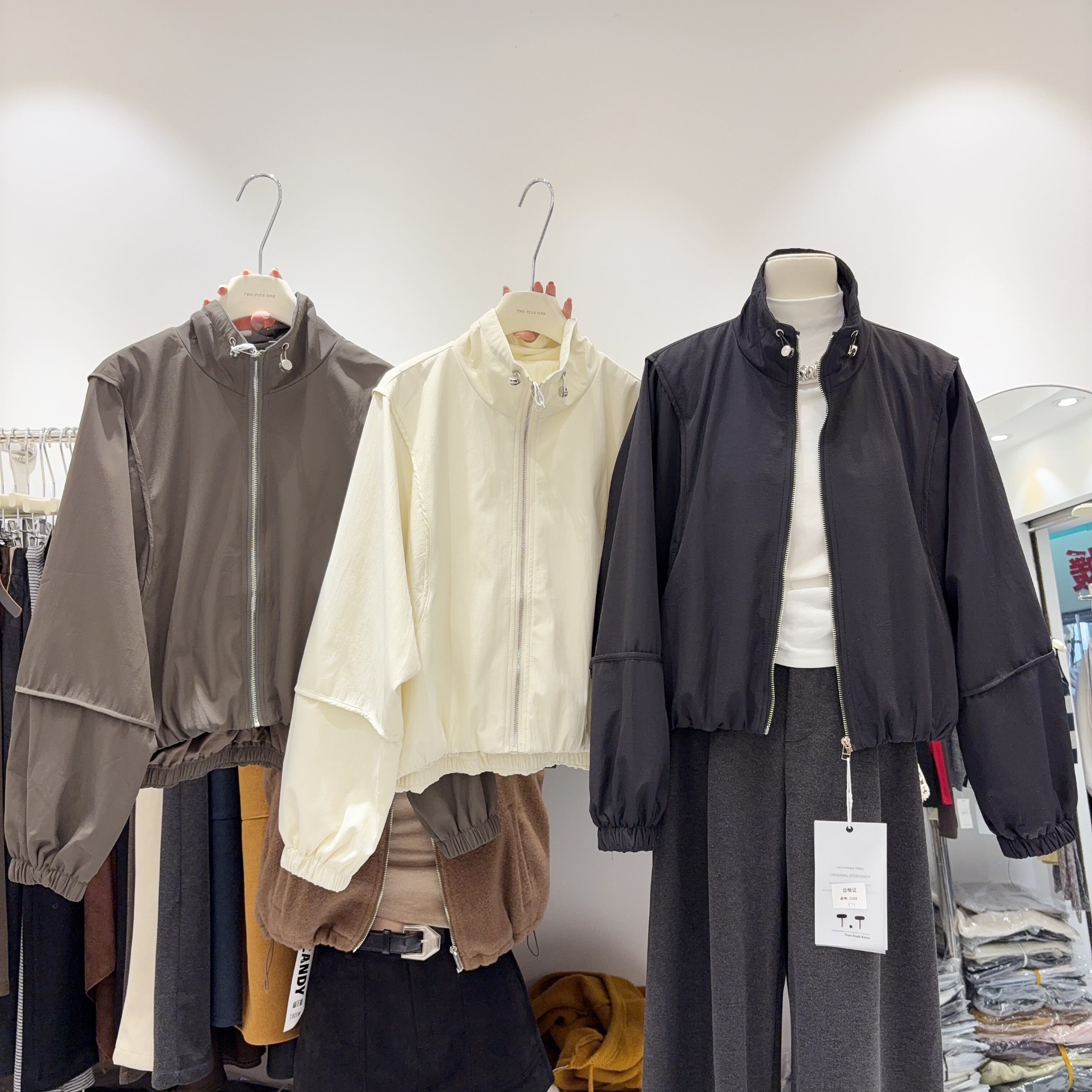 自留推荐简约立领外套拉链式夹克冲锋衣百搭纯色休闲显瘦遮肉上衣