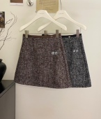 版 型nice 高级感皮料拼接毛呢短裙女一步裙秋冬亮片半身裙A字裙