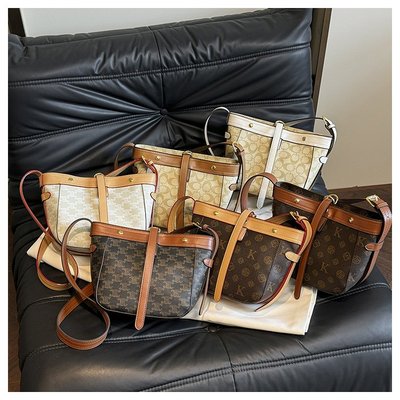 高级感轻奢印花水桶包女2025新款机场包休闲大容量单肩软皮斜挎包