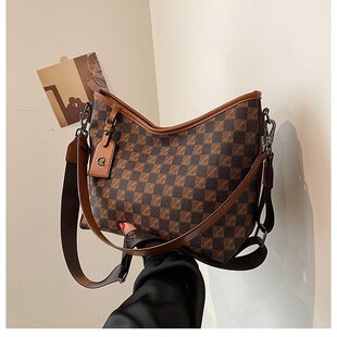 中古包包女2025新款 大容量老花腋下包女士宽肩带单肩斜挎包 潮时尚