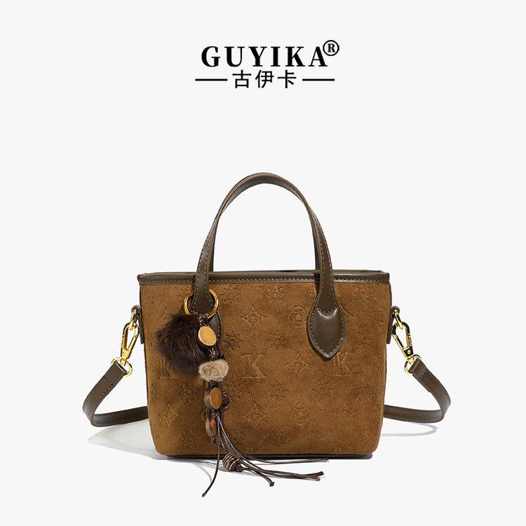 复古小众麂皮绒菜篮子手提手拎包2025新款通勤单肩包女百搭斜挎包