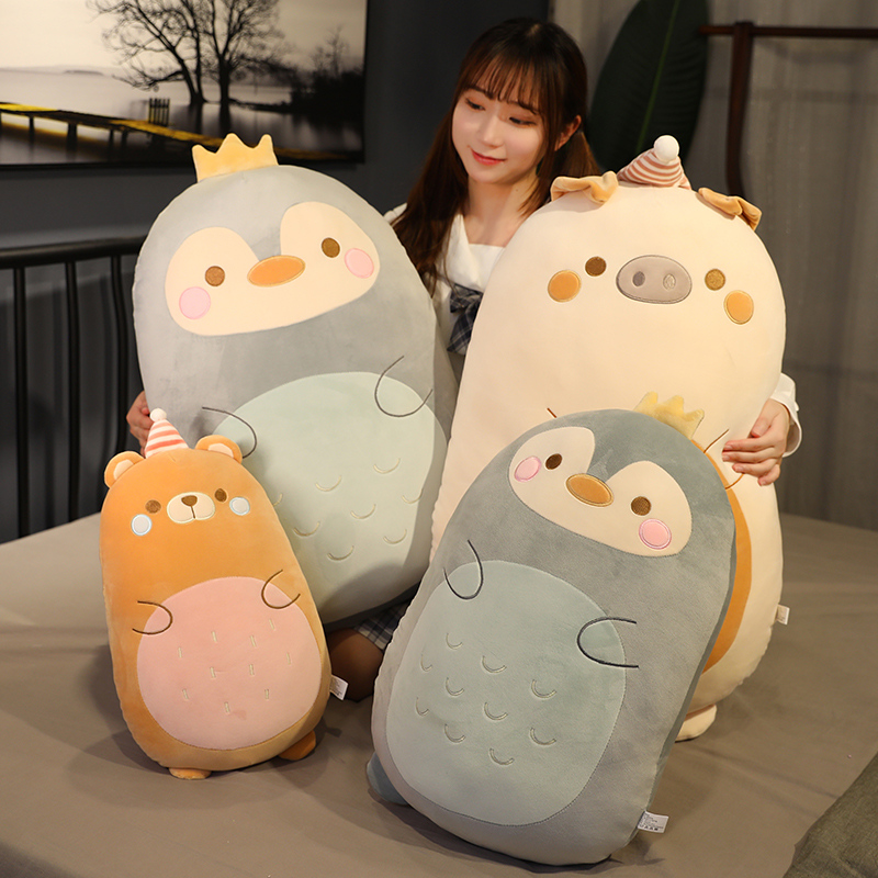 卡通企鹅睡觉床头靠枕恐龙公仔女