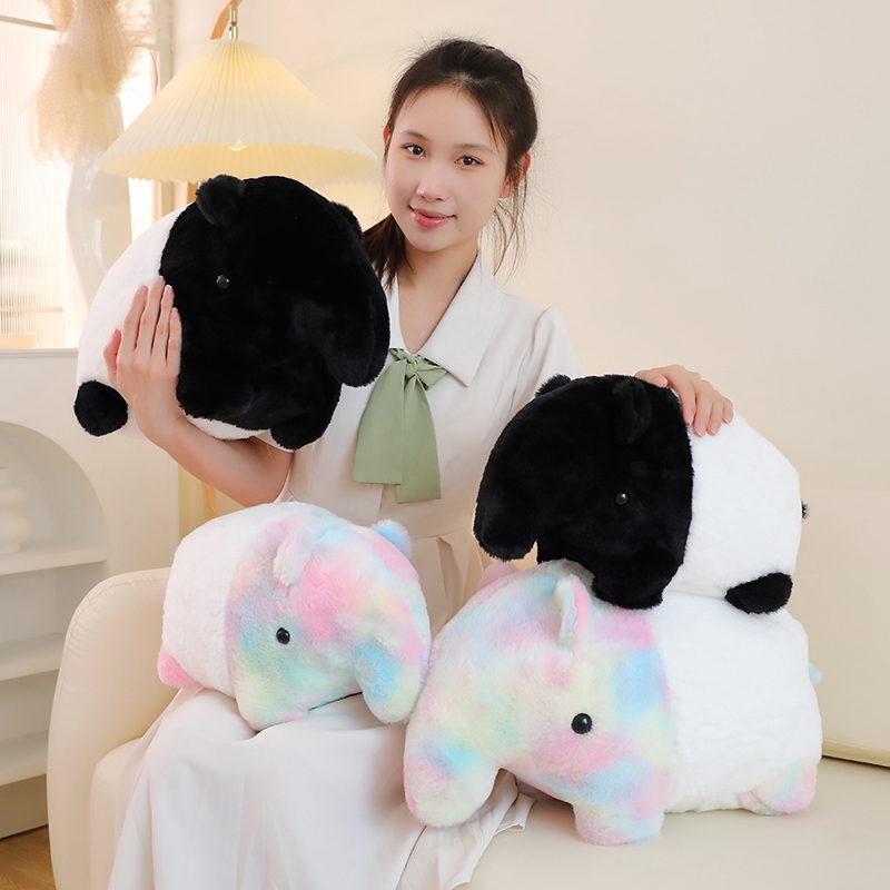 可爱彩虹河马公仔毛绒玩具抱枕女