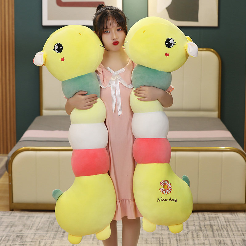 卡通可爱毛毛虫长颈鹿公仔毛绒玩具床上睡觉抱枕夹腿长条枕头玩偶