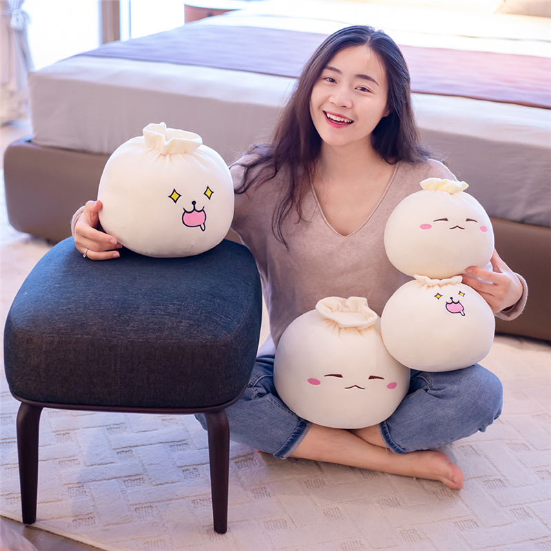 仿真表情包子抱枕靠垫毛绒玩具