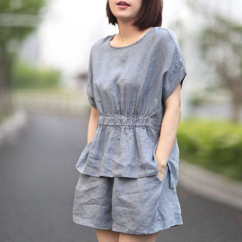 苎麻文艺复古宽松大码松紧腰遮肚套装大码女棉麻短裤休闲两件套,女装/女士精品,时尚套装,淘宝优惠券,粉丝福利购,淘宝优惠卷
