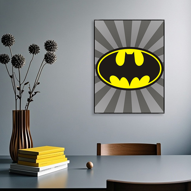 蝙蝠侠超人Lego拼搭装饰画黑暗中的骑士Batman卡通动漫儿童房挂画图片