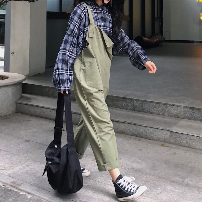 2018Ïļ¾Ð¿°æchic¿íËɰٴî¹íÂíÉÙÅ®¹¤×°´¿É«±³´ø³¤¿ãѧÉúÅ®×°
