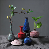 创意玉净瓶花器陶瓷复古迷你花瓶家用插干花玄关书房桌面装 饰摆件