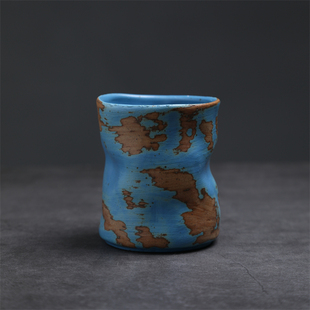 粗陶手捏褶皱杯小众不陶则规仿纸杯大号复古折瓷茶杯主人杯咖啡杯
