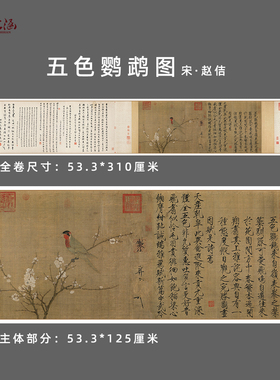 宋赵佶五色鹦鹉图艺术微喷字画