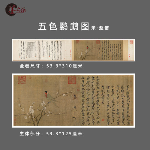 宋赵佶五色鹦鹉图艺术微喷字画