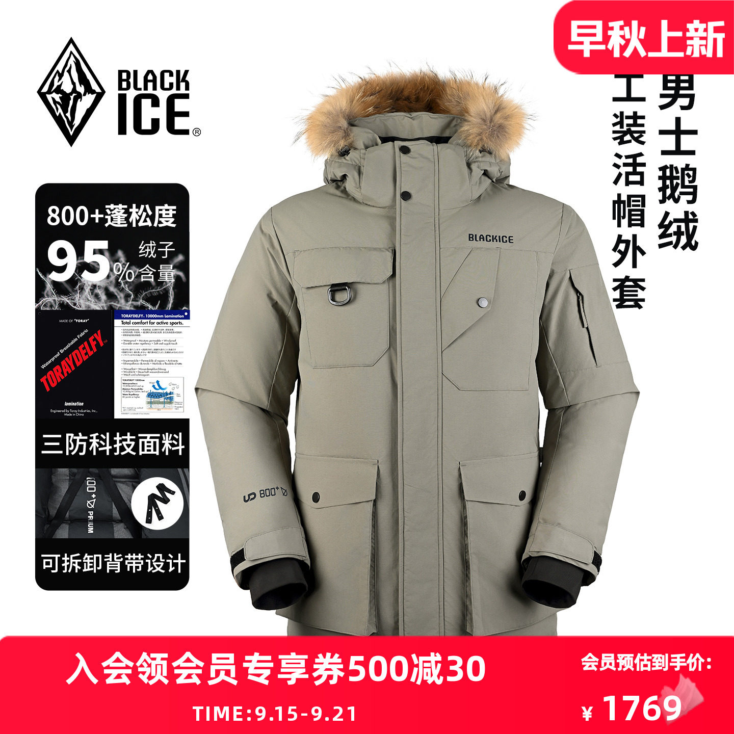 户外800蓬羽绒服鹅绒男款防风保暖派克服羽绒大衣8523
