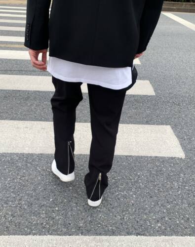 欧美vibe风后跟西装暗黑休闲长裤