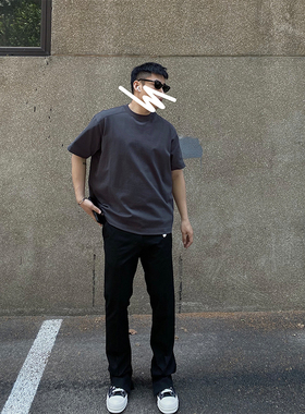 夏季新款Three Line分割肩线重磅双纱新疆棉基础百搭短袖tee男女