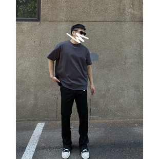 Line分割肩线重磅双纱新疆棉基础百搭短袖 Three tee男女 新款 夏季