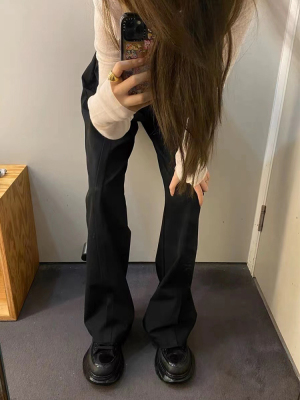 宽松立体剪裁微阔腿微喇休闲西裤