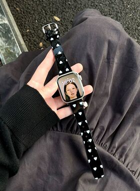 韩系爱心波点Newjeans风适用iwatch98s1011苹果手表表带ins表带
