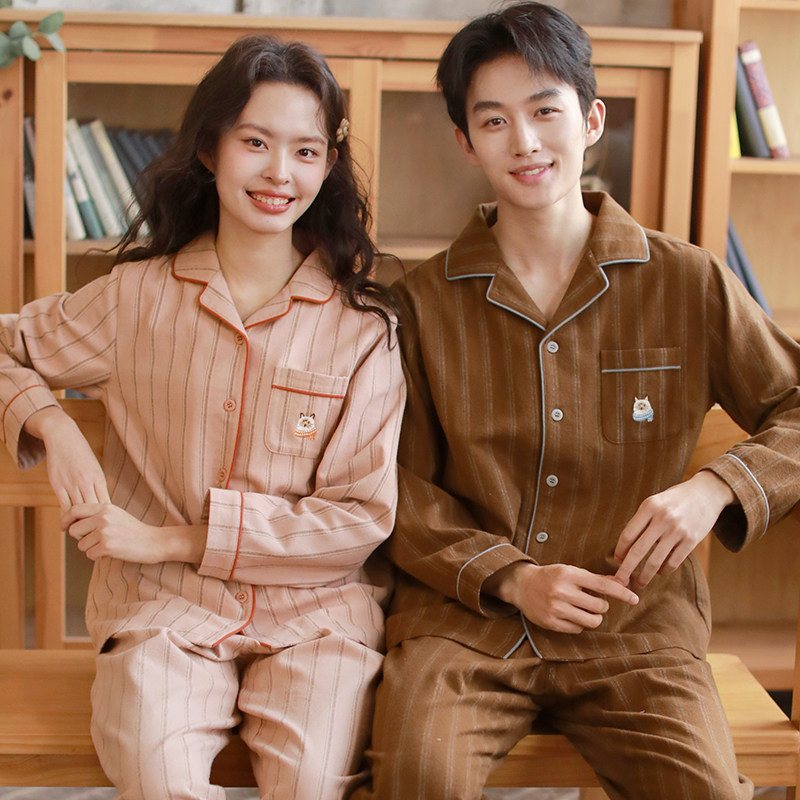 秋冬纯棉磨毛情侣睡衣青少年长袖套装全棉一男一女可外穿家居服,女士内衣/男士内衣/家居服,睡衣/家居服套装,淘宝优惠券,粉丝福利购,淘宝优惠卷